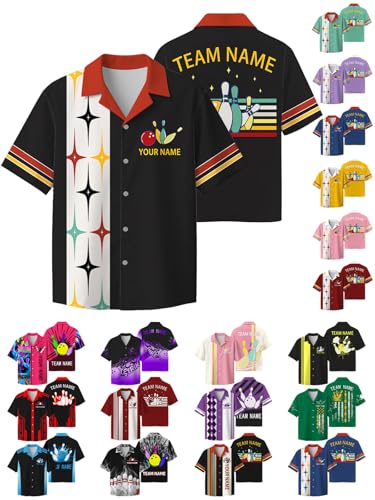 Custom Bowling Shirts for Men Women Customized with Name Personalized Bowling Jersey Short Sleeve for Team Gift Unisex S-4XL
