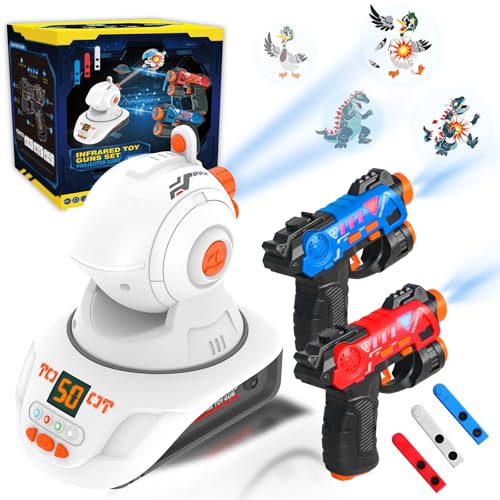 JOYENDER Pistola láser Juegos de Láser Tag para Niños Conjunto con Pistola y Proyector Juego para Niños y Niñas de 4 a 12 Años 2 Jugadores Interior Exterior