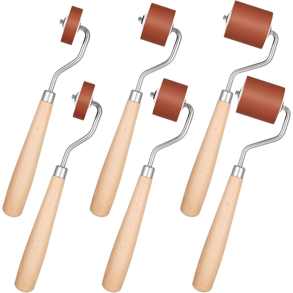 UDSKNV[KSL Comfort Grip Rubber Brayer Rollers(6Pcs), for Craft Stamping Ink Roller for Printing Printmaking Embossing Versatile