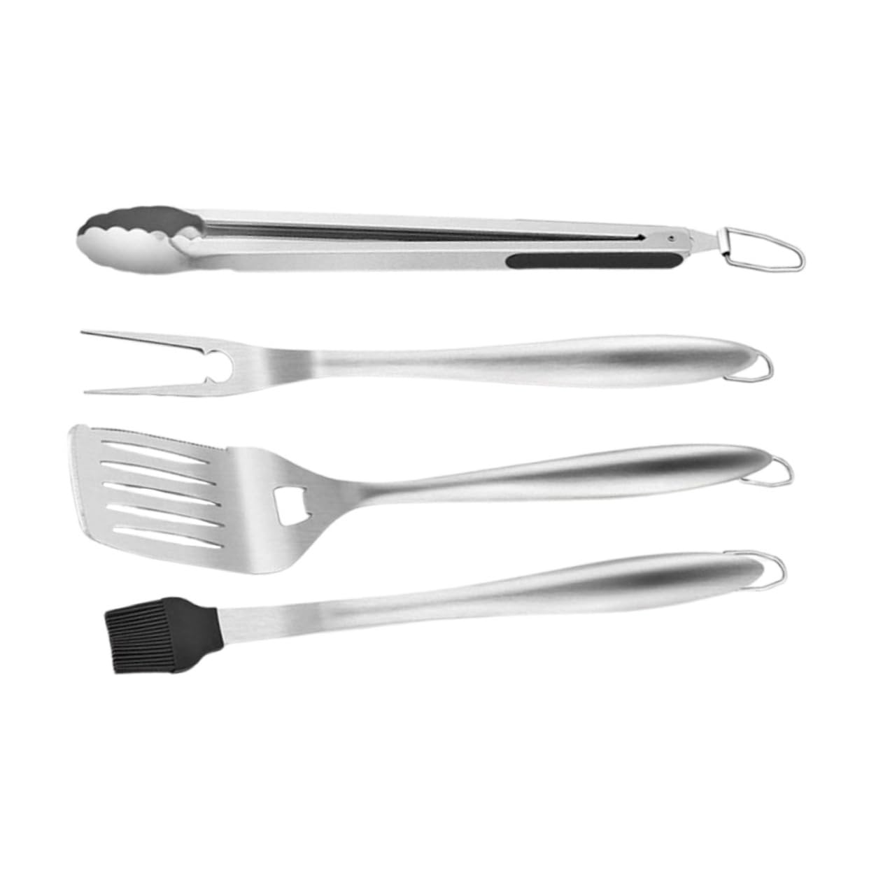 Set Utensili Barbecue in Acciaio Inox Argento Professionale | Spatola Multiuso, Pinza Portatile, Resistente All'usura e Facile da Pulire