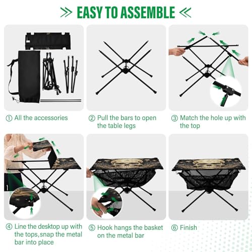 Mesa Plegable de Camping Skull Moon Outdoor para Playa y Picnic – Portátil, Fácil de Transportar con Bolsa Resistente para BBQ y Uso al Aire Libre miniatura 4