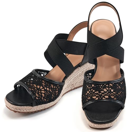 FUDYNMALC Sandals for Women Wedge Heels: Summer Dressy Platform Espadrilles Wedges - Comfortable Square Open Toe Wedding Shoes 2025