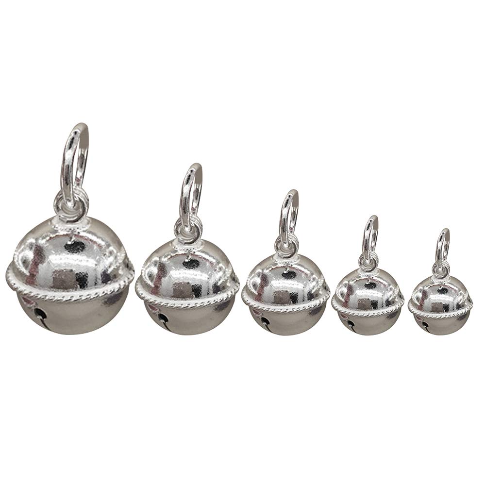 MeiyuanDIY Craft Sterling Bell Charm Pendant for Jewelry Making Bracelet Necklace Christmas Jingle Decor