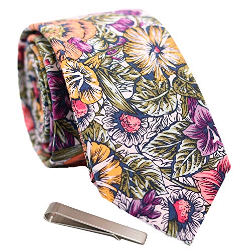 Preisvergleich Produktbild WITZROYS Herren-Krawatte mit Blumenmuster, aus Baumwolle, ideal für Hochzeiten, Bräutigam, Trauzeugen, a1, 2.35"x 58" (6x148cm)
