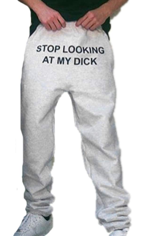 Keepmore Women's Gray Fashion Personality Letter Printed Pants Stop Look At My Funny Pants