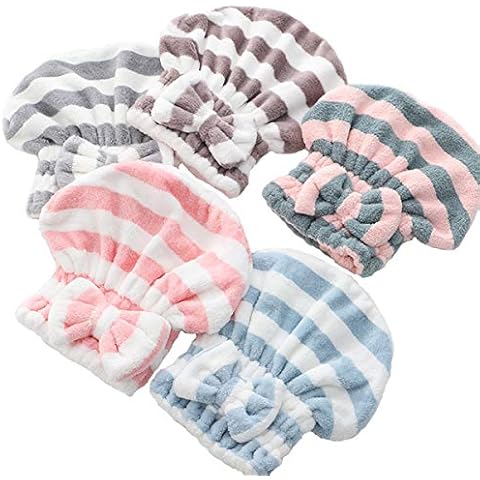 DBAILY 5pcs Absorbierende Handtuch Kappe Niedliches Super Absorbent Schnelltrocknender Haarhut für Frauen Erwachsene Kinder Mädchen Cover