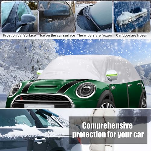 Image of Car Cover Waterproof Replacement for 2000-2024 Mini Cooper 3 Doors, Sunproof Half Car Cover, Half Garage UV Resistant Half Car Cover Dustproof Snowproof Outdoor Indoor