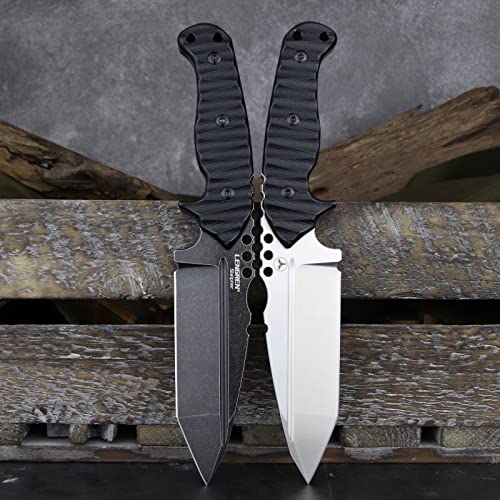 Lengren Heavy Knife 10.7 Inches Sleipner Steel Full Tang Tanto Fixed Blade,Outdoor Camping Tactics Knife,Flax&G10 Handle With Kydex Sheath (G10 Black+White) #TOP2