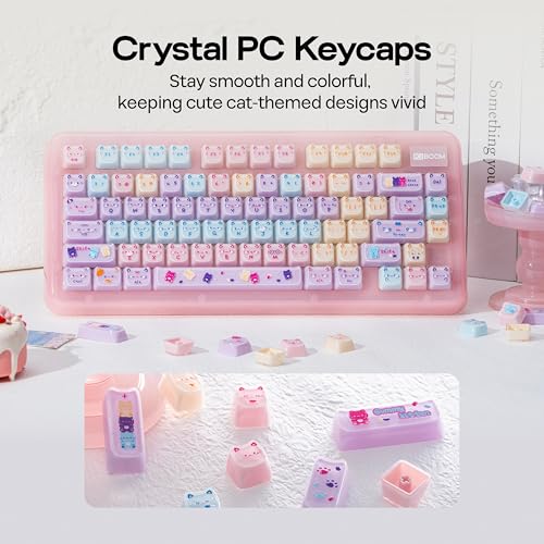Image of KiiBOOM Cute Cat Keycaps Set, Mao Profile, Cat Shape | PC Keycap for MX Switch Mechanical Keyboard, Compatible with 60%, 65%, 75%, TKL, 96%, Full-Sized Layout (Meow Pudding V2)
