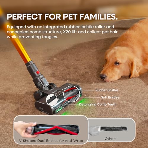 KIPMAX Cordless Vacuum Cleaner with Charging Station,50KPa 70Min 550W Stick Vacuum Cleaner for Home, Aromatherapy Anti-Tangle Self-Standing Lightweight Handheld Vacuum for Pet Hair/Carpet/Floor X20Pro by KIPMAX - Image 4
