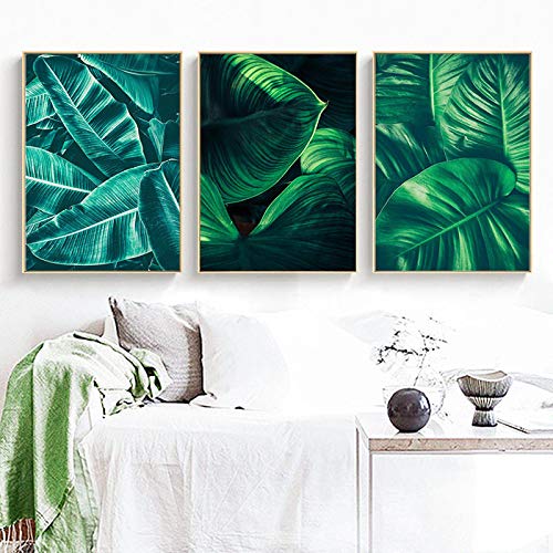 Peinture murale feuille verte décoration maison style nordique impression sur toile 50x70