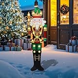 Bshine Metal Christmas Nutcracker Yard Stake with LED Lighted, 34.8' Outdoor Nutcracker Soldiers Christmas Decor Metal Stake for Porch, Lawn, Garden Holiday Home Xmas Outdoor Decor, Green