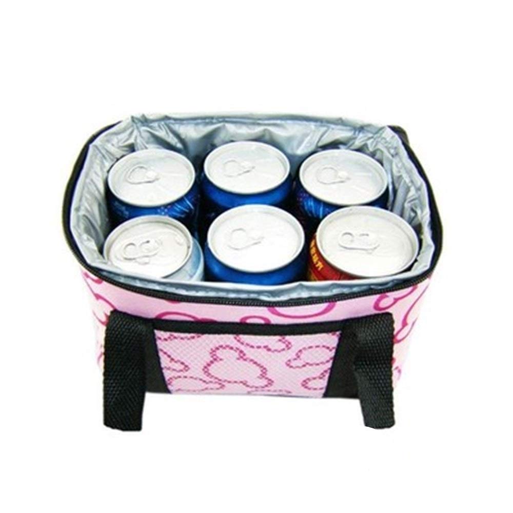 Bolsa de Picnic Los hogares llevan bolsas de picnic, contenedores comida Bolsas de Almuerzo(Rosado,18x29x18cm)