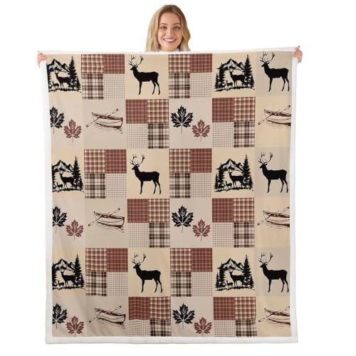 Feelyou Cabin Lodge Fleece Throw 90"x90" for Kids Women Men