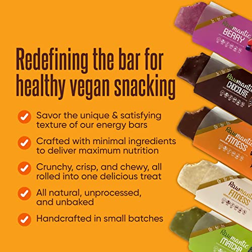Rawmantic Fitness Organic Chocolate Vegan Energy Bars - 2.1 Oz (Pack Of 12) - Chocolate Snack Bars - Dairy, Nut And Sugar Free Chocolate Energy Snacks - Non-Gmo Vegan Bars #TOP4