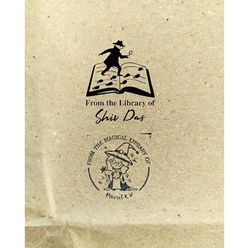 Image of Kunya Personalised Book Stamp with Your Name(3.5 cm Dia), customised for Stamping Books for Readers, Great Gift for booklovers, Kids, Teachers (Mr Detective)