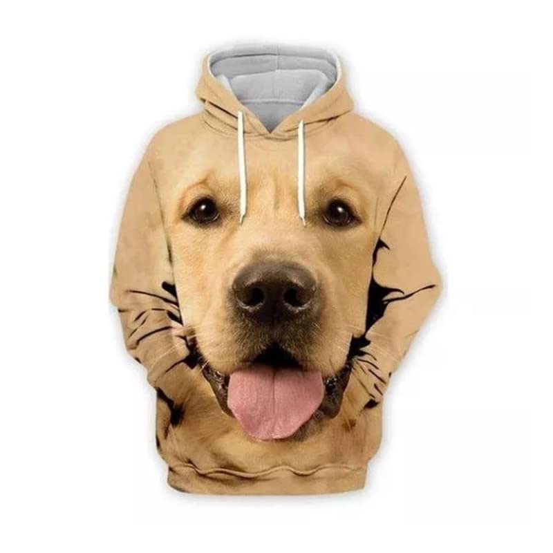 Sweat à capuche imprimé Labrador pour homme, pull jaune à manches longues taille S