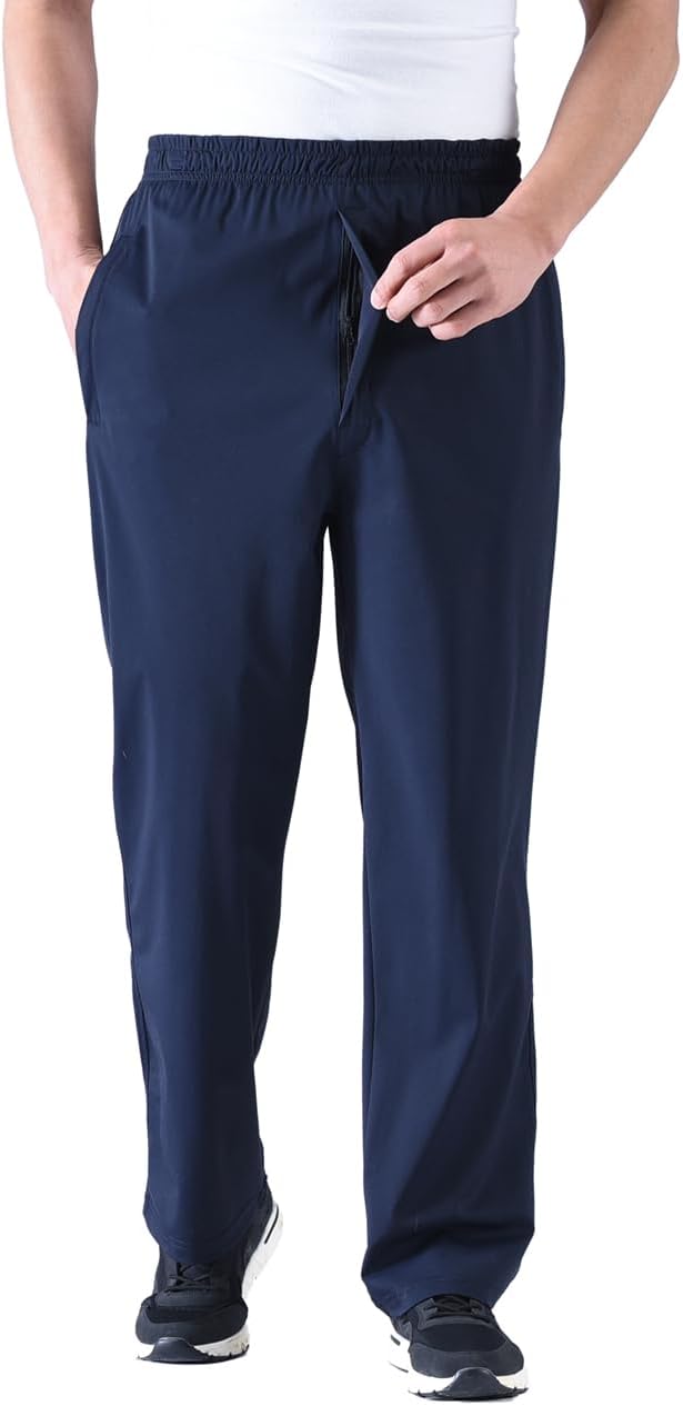 Zoulee Men's Elastic Waist Zipper Fly Hiking Pants Quick-Dry Lightweight Outdoor Sweatpants - Image 5