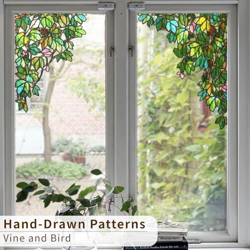 Vinilo Decorativo Verde con Diseño Vidriera 15.75x22.04 pulg miniatura 4