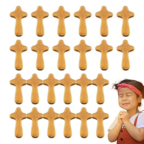 Monozoz Cruz de madera de confirmación, cruz de oración para mano, pequeña cruz de madera de pino de mano, cruz adherente, cómoda cruz de mano para caber en tu mano, cruz de palma para creer, 6 x 3,4