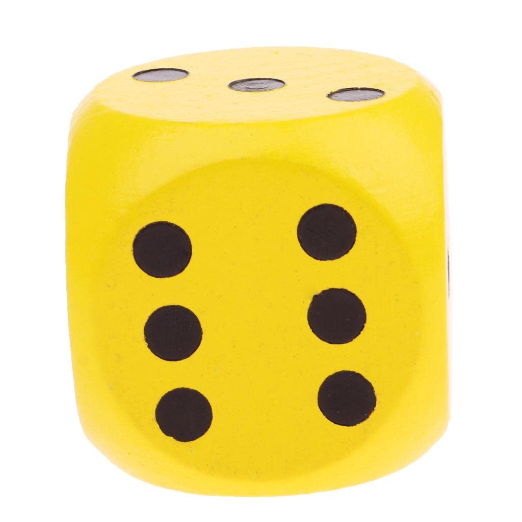 CALANDIS Extra Large Wooden Dice with Rounded Corner D6 Six Sided Dice 5Cm Yellow - Image 2 thumbnail