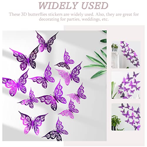HOMSFOU 24 Peças Decalques de Parede de Borboleta 3D Borboletas de Papel Removíveis Decalques Murais