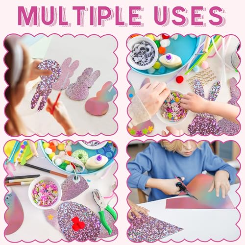 A4 Rosa Spiegelkarton mit gemustertem Mix, 20 Blätter 4 Muster 250g/㎡ Metallisch Reflektierendes Bastelpapier für Basteln, DIY-Projekte, Kartenherstellung, Partydékor UAP19MXPK20