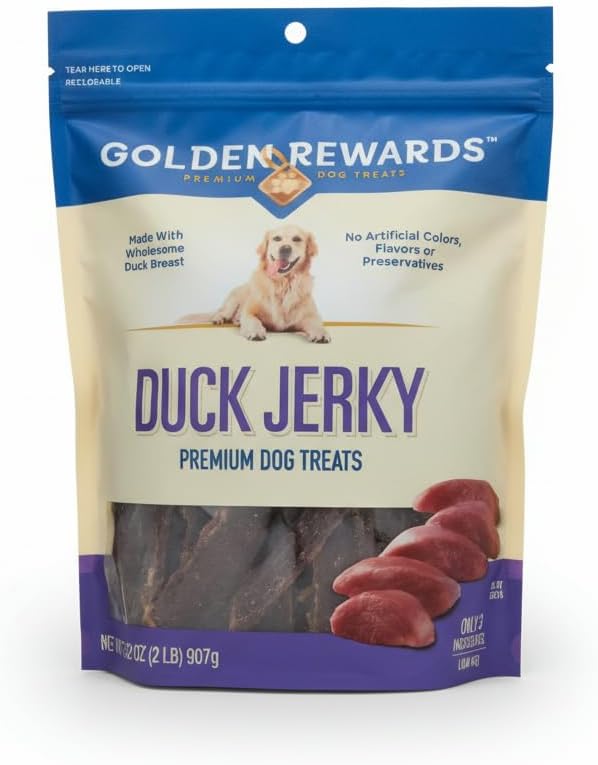 Duck Jerky Dog Treats – 32 oz, Real Duck Breast, Grain Free Dog Treats for Small, Medium, and Large Dogs, Rawhide Free Chews, Low Fat, Only 3 Ingredients, No Corn Wheat or Soy (Pack of 1)