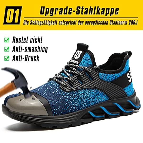 Zapatos de Seguridad Hombre Mujer Zapatillas Trabajo Ligero Comodo Calzado de Seguridad con Punteras de Acero Transpirable Antideslizante