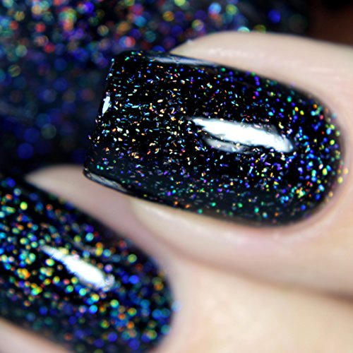 Image of ILNP Cityscape - TRUE Black Holographic Jelly Nail Polish, High Gloss and Sparkle, Long Lasting, Chip Resistant Manicure, Non-Toxic, Vegan, Cruelty Free, 12ml
