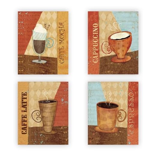 Coffee Fine Art Wall Set of (4)- 8 x 10"s Wall Art Prints- Ready to Frame. Latte, Espresso, Cappuccino & Mocha Home Décor, Coffee Decor & Kitchen Wall Decor. Perfect For Coffee Lovers & Coffee Bars.