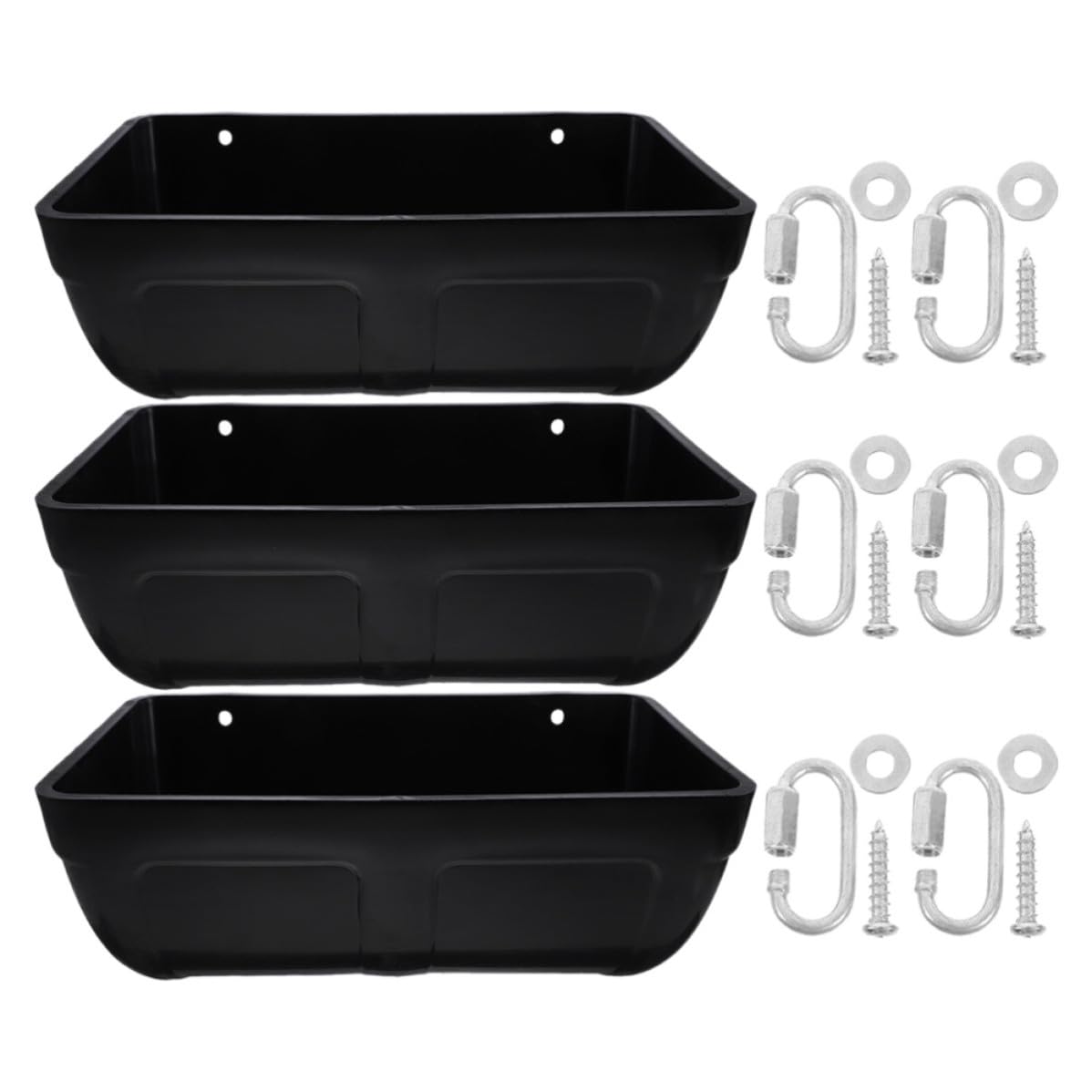 3 Pezzi Mangiatoia Sospesa per Polli e Oche, Secchio Nero in Pp