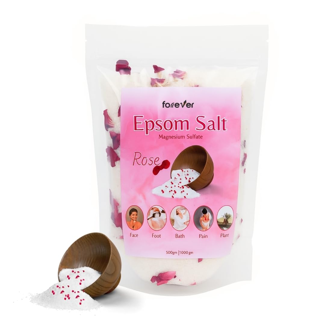 FORREVER Epsom Bath Salt Crystals - Epsom Salt with Pink Himalayan Salt & Dried Rose Petals | Relaxing Aromatherapy Soak for Stress Relief, Sore Muscles & Spa Experience (Rose 1kg)-image-6