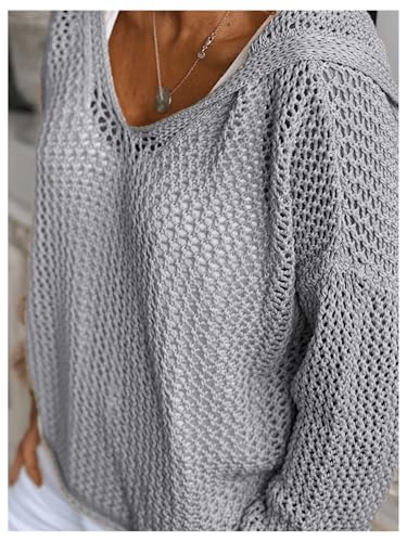 Floerns Women's Plus Size Long Sleeve Crochet Knit Drop Shoulder Beach Hoodie Sweater Pullover2