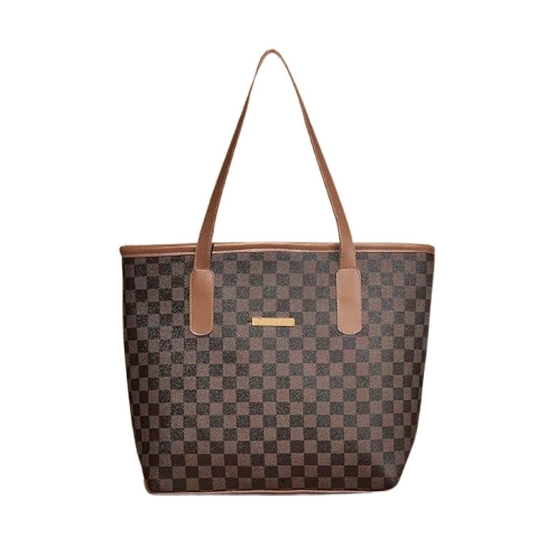 Women's Premium Checkered Tote Bag | Large PU Leather Shoulder Handbag | Stylish Shopping, Office, College & Travel Carry Bag | Lightweight Daily Use Tote Purse with Long Handles | White-picture-44