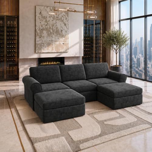 Image of Maywish 108 inch Sectional Boneless Couch, U Shaped Sofa for Living Room