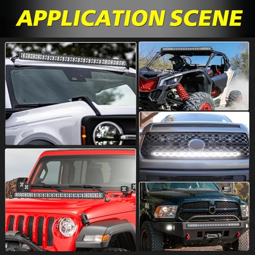 Image of 40 Inch LED Light Bar Kit with Wiring Harness 5D Optics Lens | 400W Double Row LED, Spot Flood Combo Offroad Driving Light Super Bright Bumper Roof Light Bar for Trucks Pickup SUV UTV