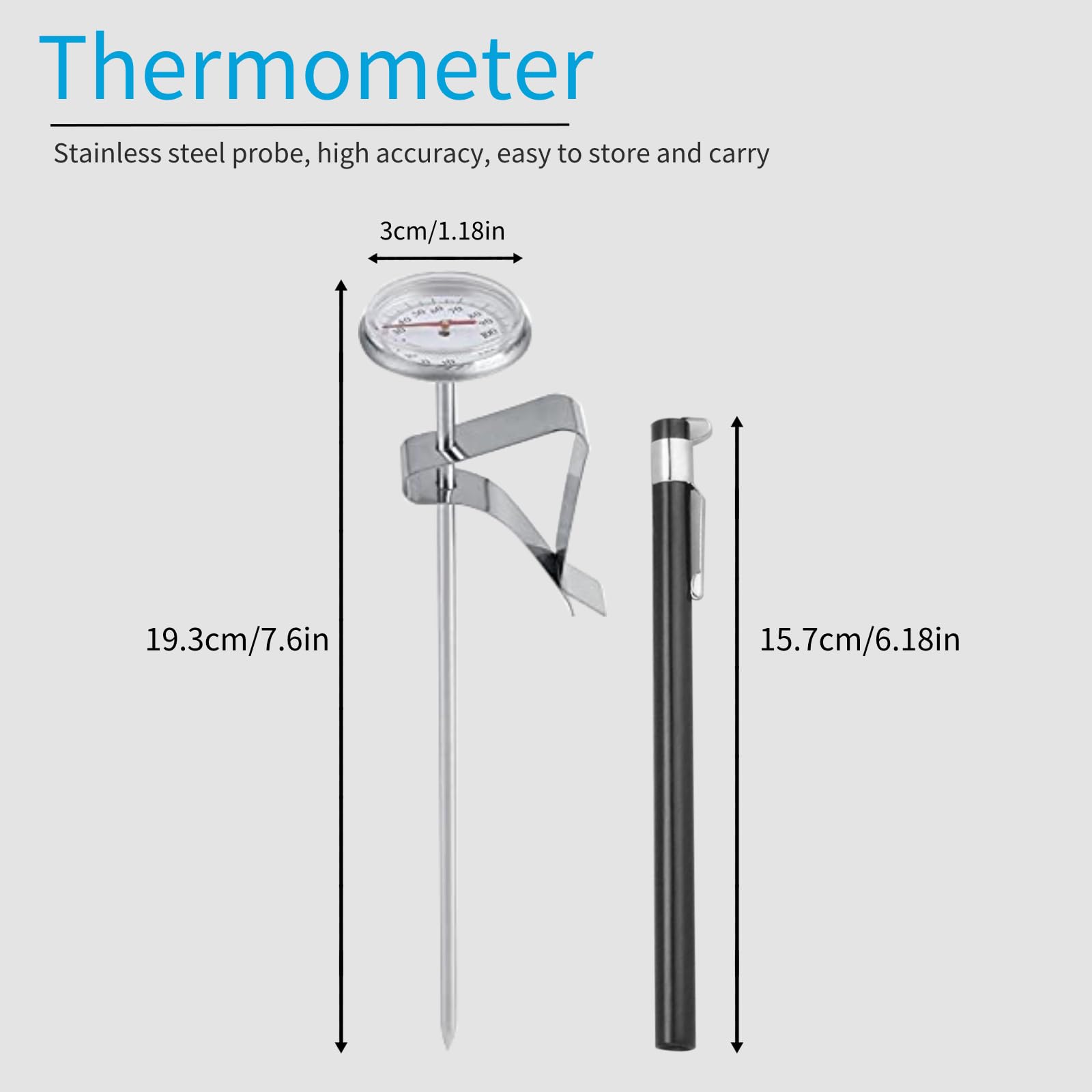 Termometro per Latte, Termometro da Cucina Digitale a Lettura Istantanea -10~110 Termometro per Latte in Acciaio Inox Accessori per Schiuma di Caffè per Vino Latte Olio Acqua