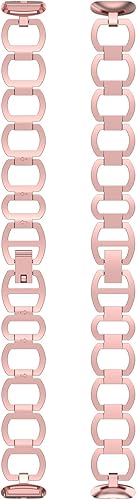 Miniatura 7 de Bandas de acero inoxidable compatibles con Fitbit Luxe, elegante pulsera de metal con cadena de vaquero para accesorios de lujo, mujeres y hombres