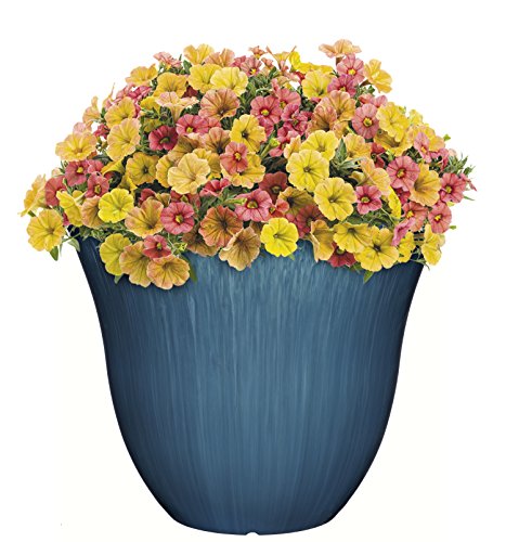 Classic Home and Garden Honeysuckle Resin Flower Pot Planter, Ocean Blue, 15" - Image 3