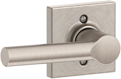Miniatura 1 de SCHLAGE Lock Company - Manija SCHLAGE con cerradura sin giro y moldura Collins, níquel satinado (F170 BRW 619 COL)