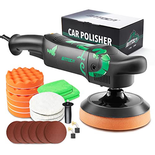 BATOCA Voiture Polisseuse Professionnelle,850W Polisseuse Voiture,Polisseuse Rotative Linéaire,Polisseuse électrique,Forte Force Coupe,Variable à 6 Vitesses,avec Tampon Polissage de 150mm Cover