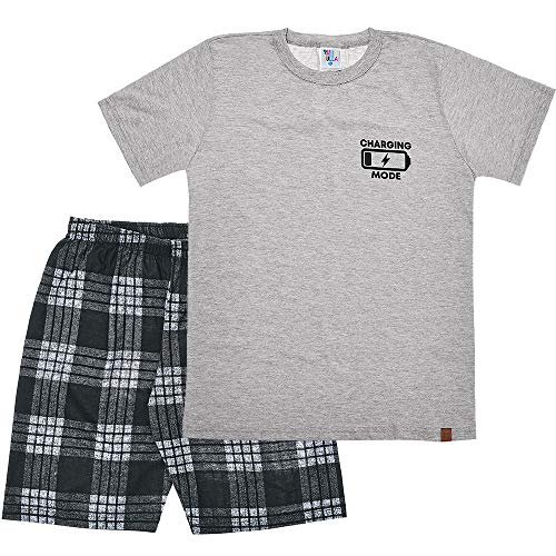 Pijama Mescla Cinza - Juvenil Menino Meia Malha 42854-567 Pijama Cinza - Juvenil Menino Meia Malha R
