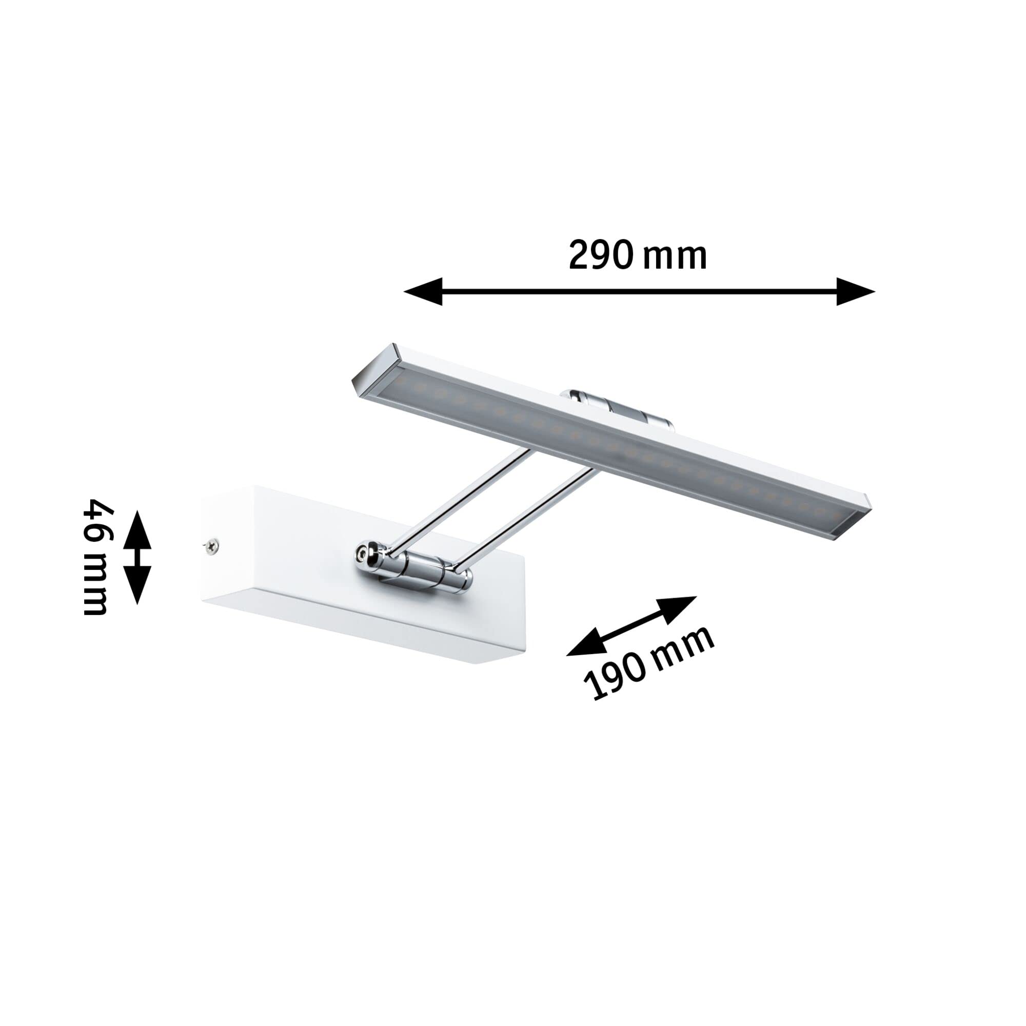Paulmann 99891 Luminaria para cuadros LED Galeria incl. 1x5 W, iluminación de cuadros, blanco, cromo, lámpara para cuadros, metal, 2700 K