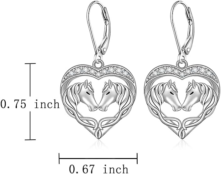 Horse Earrings for Women Sterling Silver Dangling Horse Jewelry Animal Heart Shaped Mustang Lover Gifts Christmas - Image 6