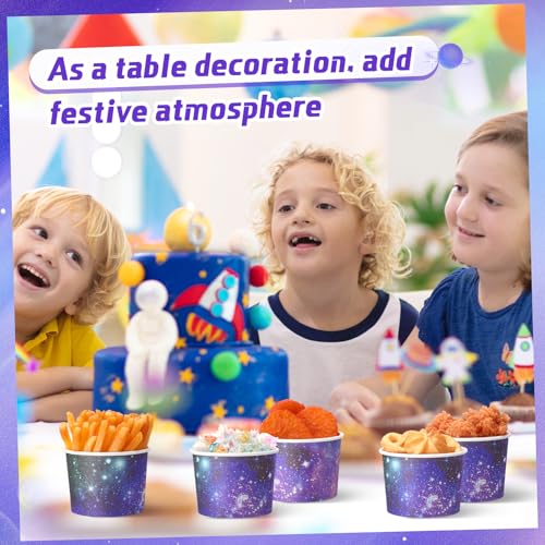 Image of Funnymoom 50 Pack Space Galaxy Party Supplies Galaxy Ice Cream Cups 9 oz Outer Space Disposable Dessert Bowls Paper Soup Bowls Starry Night Snack Cups for Hot or Cold Food for Kids Birthday Party
