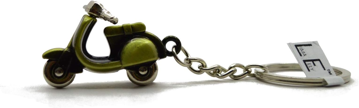 3D Rotating Wheels Vespa Scooter Keychain (Green)