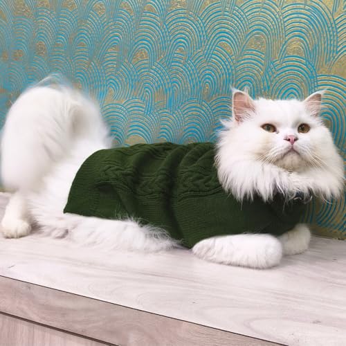 Image of Lulala Turtleneck Dog Sweater, Dog Winter Clothes for Small Dogs Boy Girl, Warm Dog Sweater for Small Dog (Green-22 Inch)