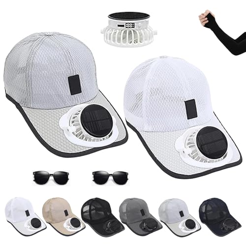 Gorra de béisbol recargable con energía solar, con ventilador integrado, recargable por USB, visera para exteriores, 2pcs-a-c, talla única