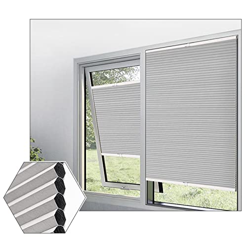 Persianas opacas sin cordón, plisadas que filtran la luz, para el hogar, la oficina y la cocina, elegantes revestimientos celulares grises, 70 x 130 cm